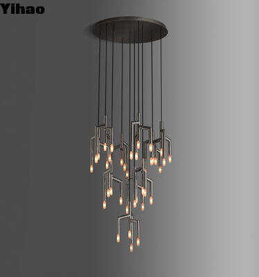 YH Modern 10-Light Adjustable Height Brass Body LED Chandelier dengan 50000 Jam Umur untuk Ruang Makan