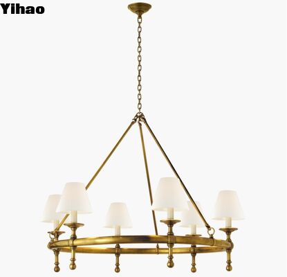 Yihao American Style 6-Light Solid Brass Chandelier dengan 3500K Warm White LED dan Garansi 5 Tahun
