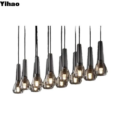 Yihao Contemporary Linear Brass Suspended Pendant Light dengan tinggi yang dapat disesuaikan dan 50000 Jam Umur untuk ruang tamu