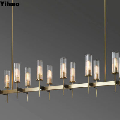 Nordic Brass Body Pendant Light dengan 50000 Jam Umur dan Tinggi yang Bisa Disesuaikan untuk Ruang Tamu Modern