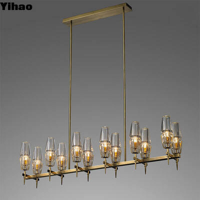 Desain Disesuaikan Kuningan dan Kaca Pendant Lampu dengan 50000 Jam Umur untuk Modern Luxury Chandelier