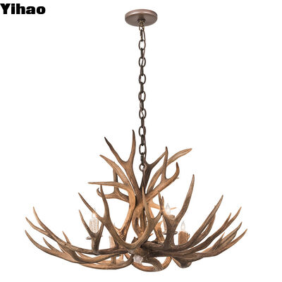 Lampu gantung rusa kayu dengan LED putih netral 4100K dan tinggi yang dapat disesuaikan untuk dekorasi hotel vintage