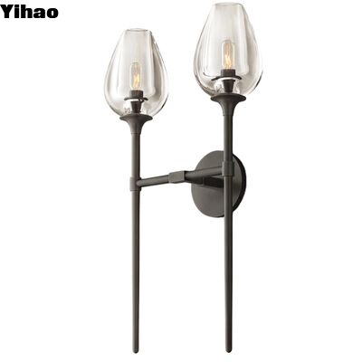 Yihao Vintage Solid Brass Wall Lamp dengan Shade Glass Crystal dan 2700K Warm White Lighting