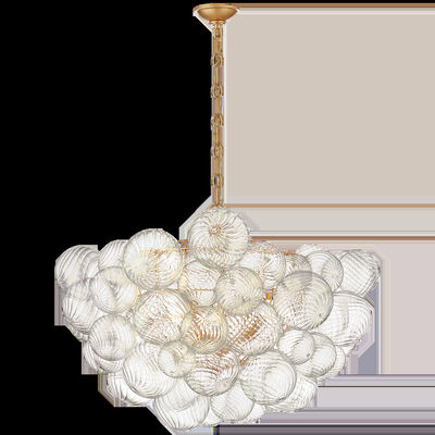 Yihao Antique American Style Lampu Langit-langit LED Kuningan Crystal Chandelier dengan 3500K Panas Kuningan Putih dan Kaca Tinggi yang disesuaikan Lampu Lampu Pendant