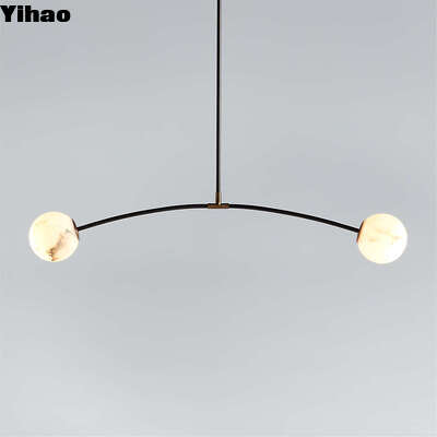 Modern Alabaster Shade Brass Body Pendant Light dengan 50000 Jam Umur untuk dapur dan ruang tamu